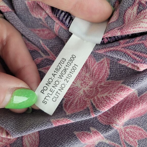 41 Hawthorn womens large purple pink floral sleeveless faux wrap stretchy top - Picture 6 of 10